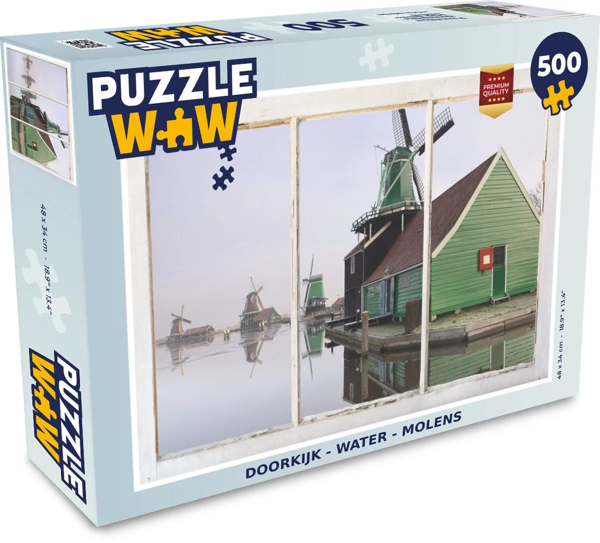 PuzzleWow Doorkijk Water Molen Legpuzzel 500 Stuks - Multicolor
