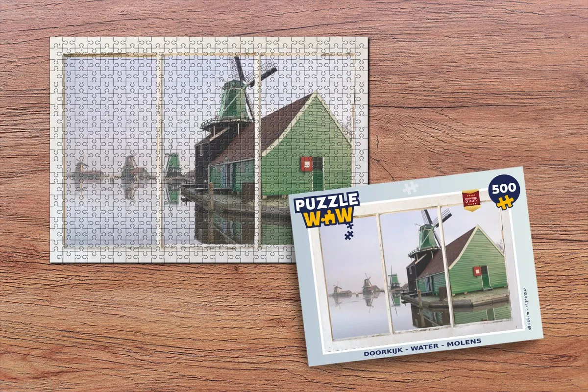 PuzzleWow Doorkijk Water Molen Legpuzzel 500 Stuks - Multicolor
