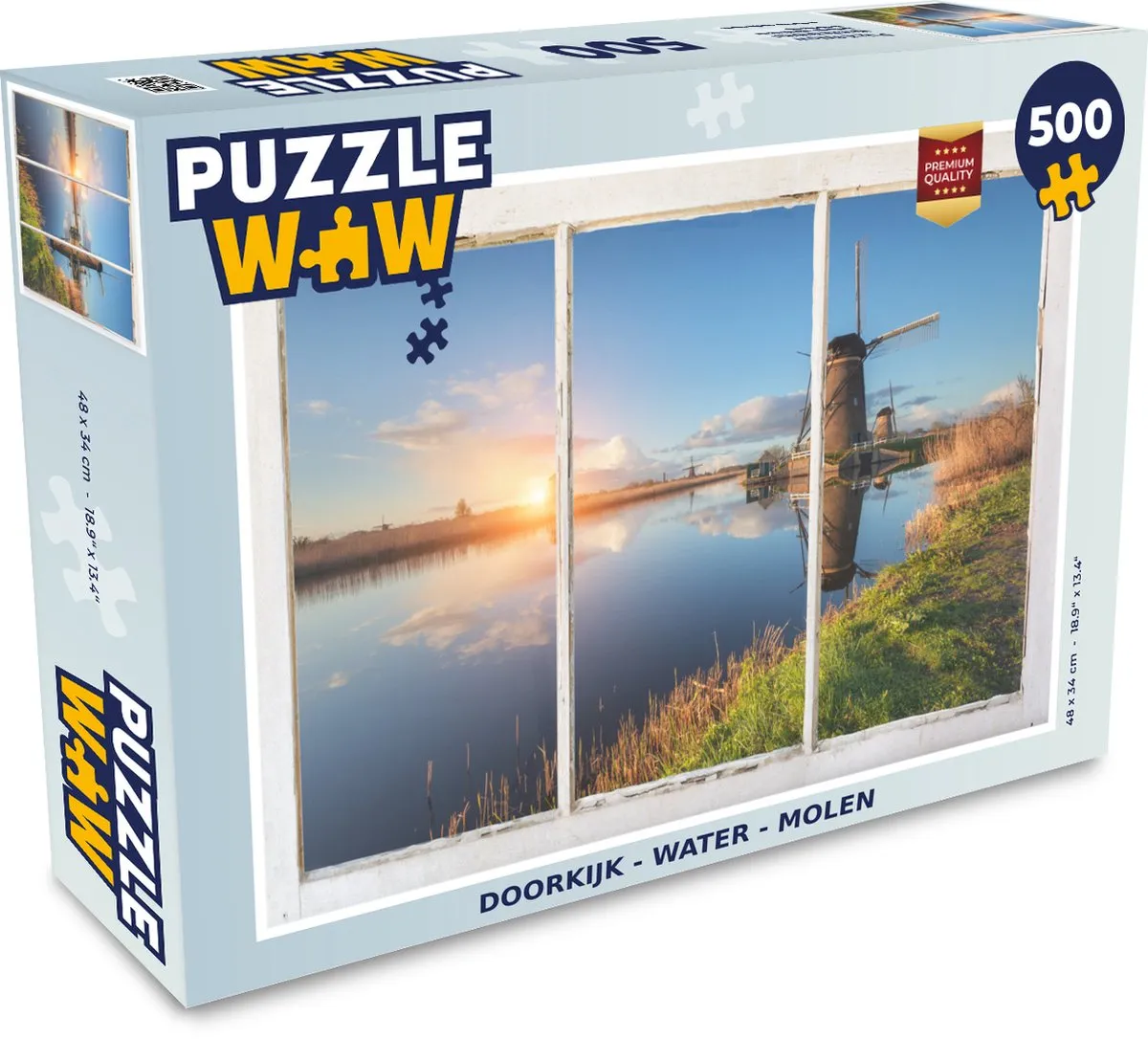 PuzzleWow Doorkijk Water Molen Legpuzzel 500 Stuks - Multicolor