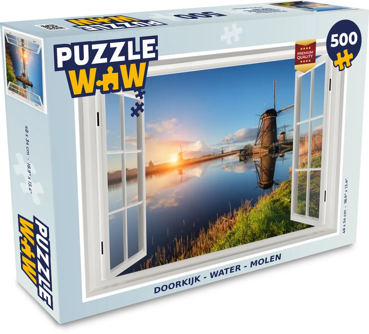 PuzzleWow Doorkijk Water Molen Legpuzzel 500 Stuks - Multicolor