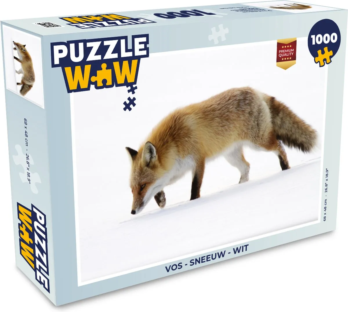 PuzzleWow Vos Sneeuw Legpuzzel 1000 Stuks - Wit