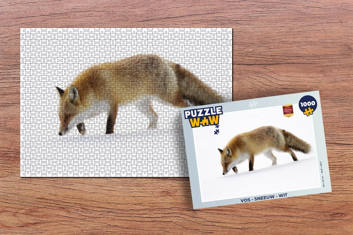 PuzzleWow Vos Sneeuw Legpuzzel 1000 Stuks - Wit