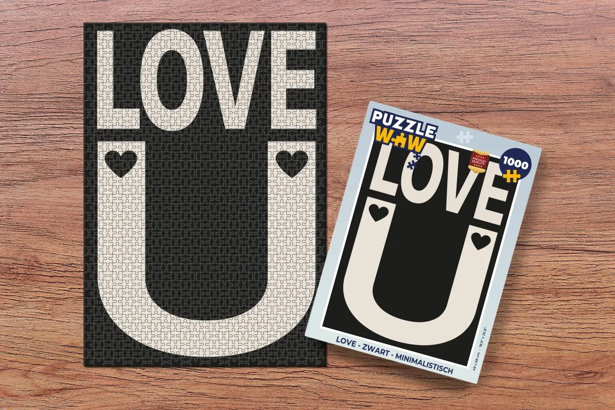 PuzzleWow Love Puzzel 1000 Stuks - Zwart