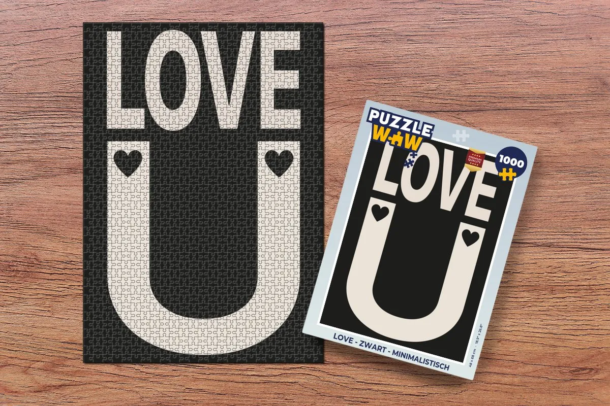 PuzzleWow Love Puzzel 1000 Stuks - Zwart