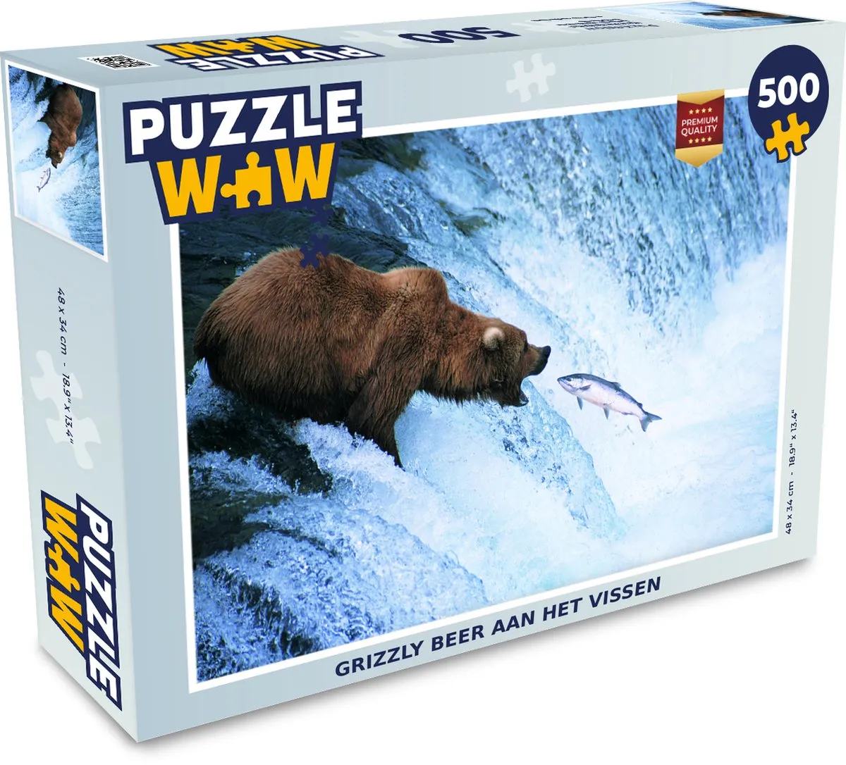 PuzzleWow Legpuzzel Beer Vis Waterval 500 Stuks