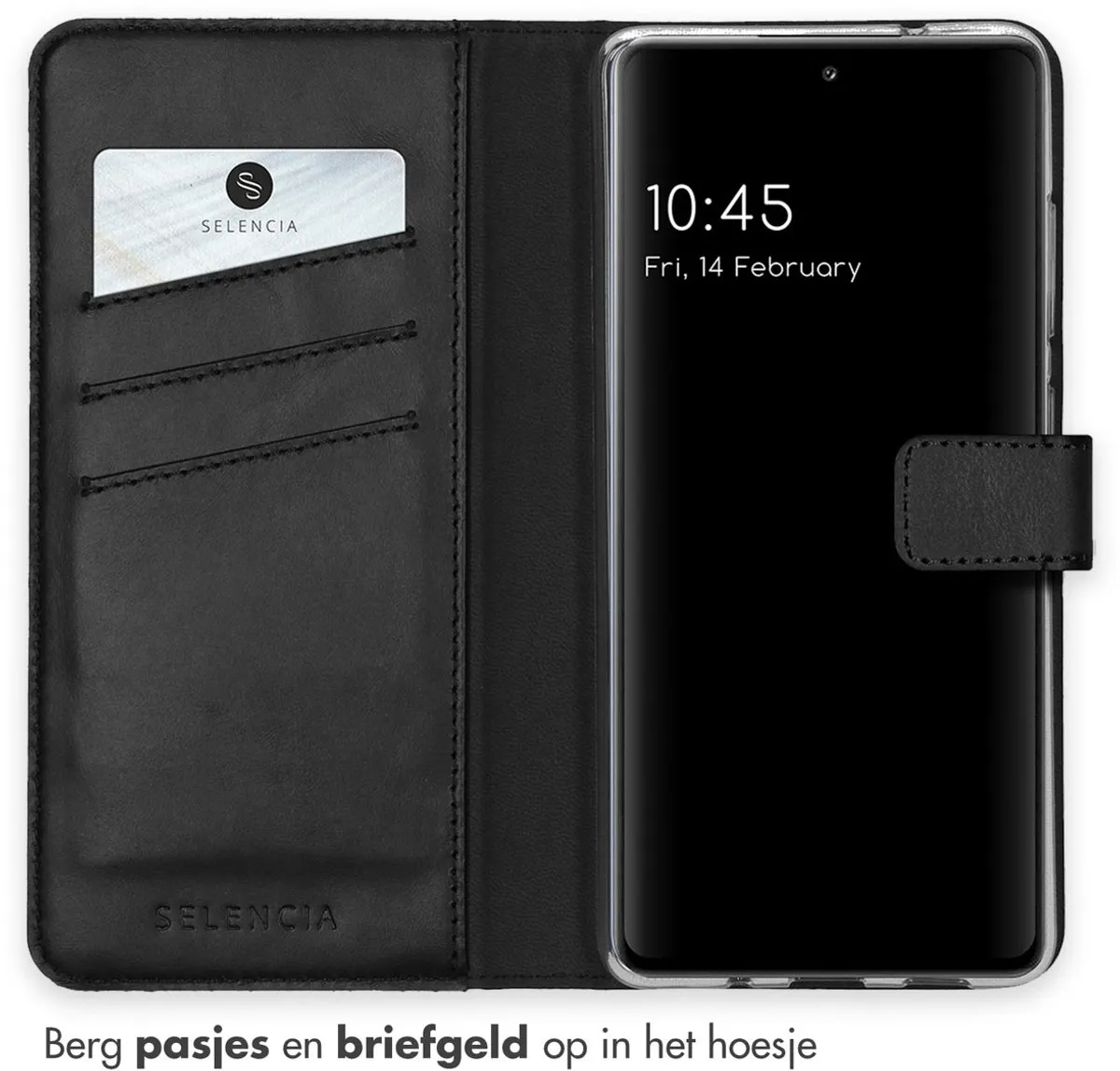 Selencia Hoesje Samsung Galaxy S20 FE - Echt Lederen Bookcase 3 Stuks - Zwart
