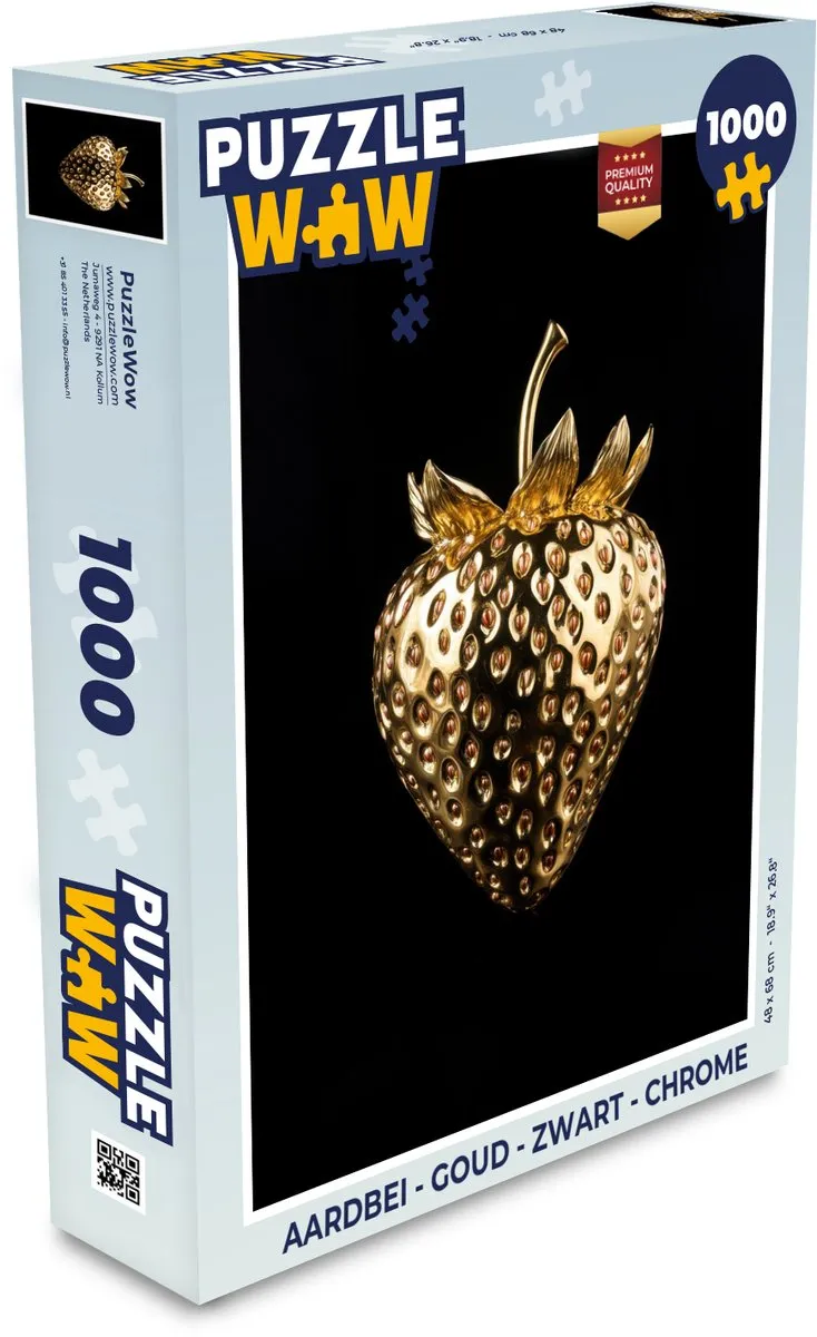 PuzzleWow Aardbei Legpuzzel 1000 Stuks - Goud/Zwart/Chrome
