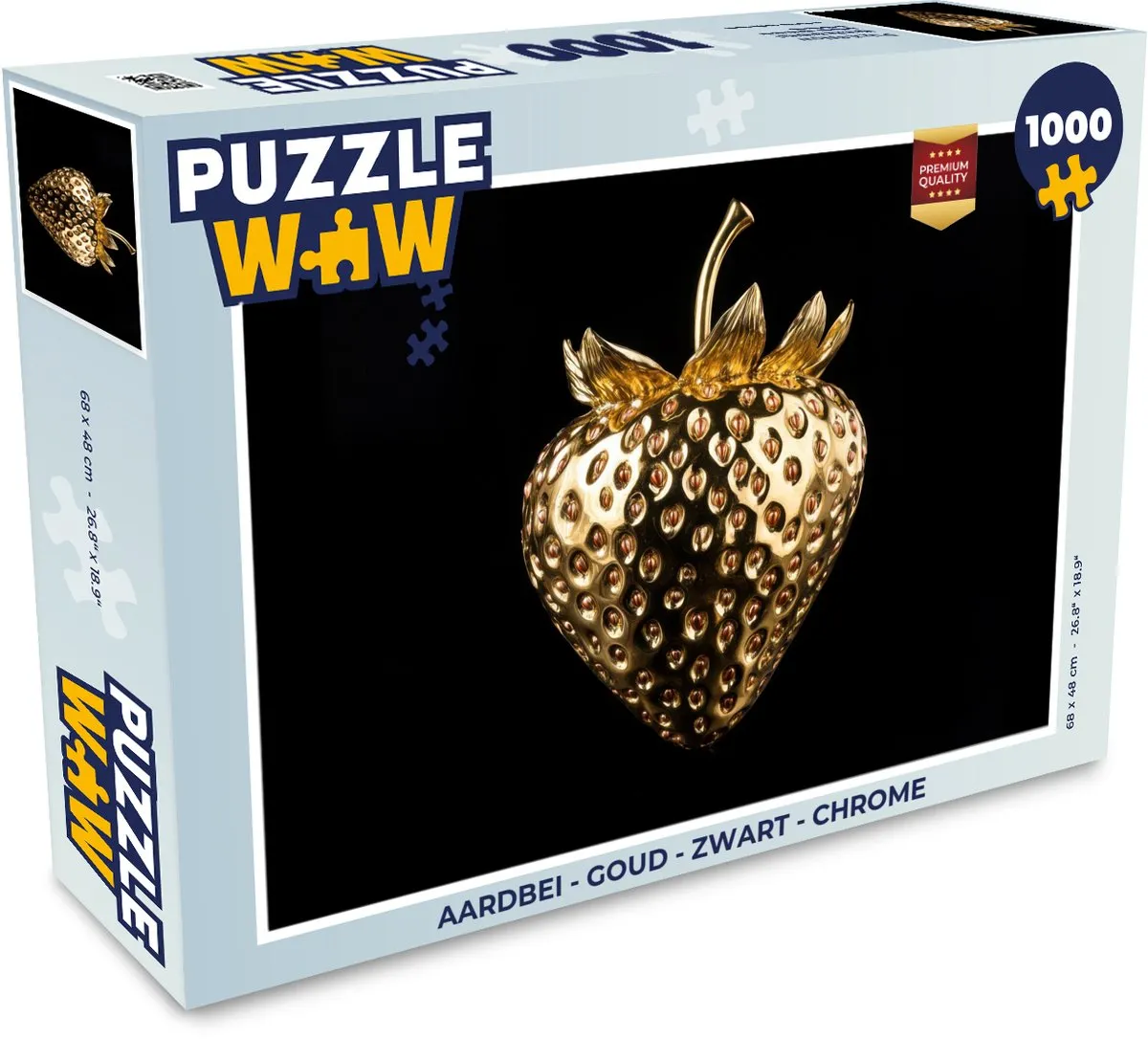 PuzzleWow Aardbei Legpuzzel 1000 Stuks - Goud/Zwart/Chrome