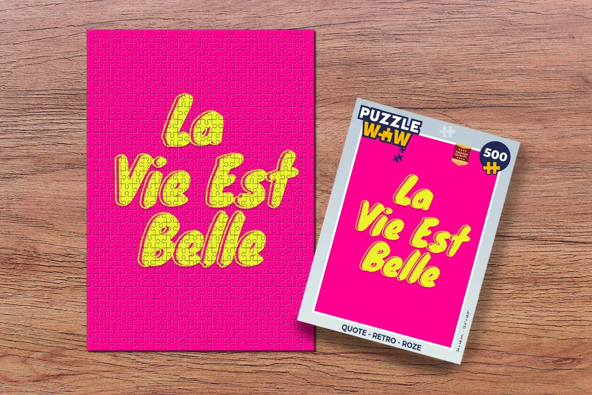 PuzzleWow Quote Retro Legpuzzel 500 Stuks - Roze