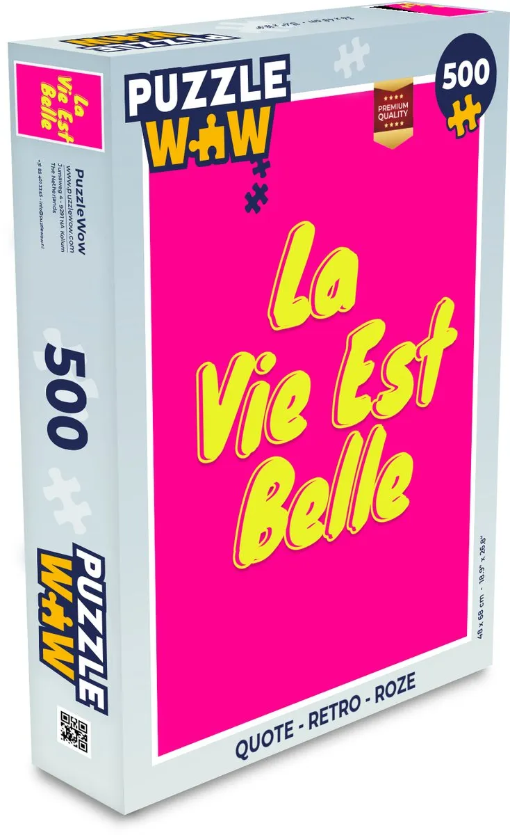 PuzzleWow Quote Retro Legpuzzel 500 Stuks - Roze