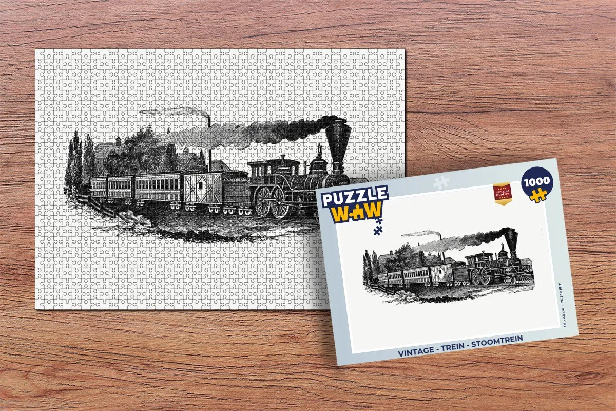 PuzzleWow Vintage Stoomtrein Legpuzzel 1000 Stuks - Multicolor