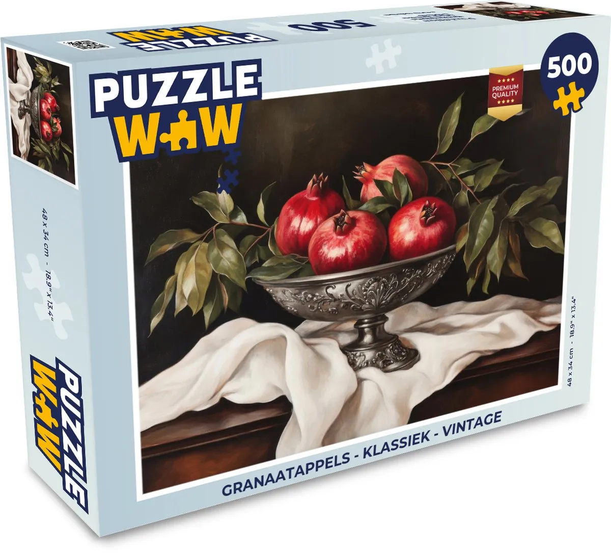 PuzzleWow Granaatappels Klassieke Legpuzzel 500 Stuks - Vintage Stilleven