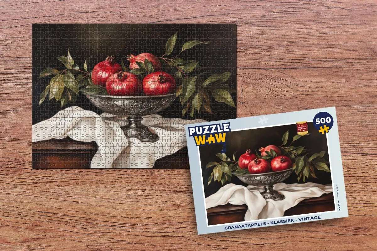 PuzzleWow Granaatappels Klassieke Legpuzzel 500 Stuks - Vintage Stilleven