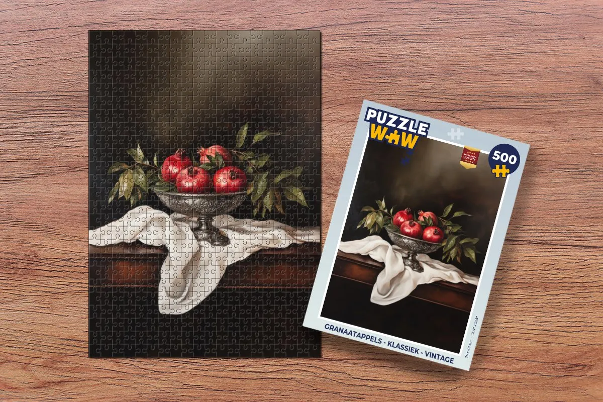 PuzzleWow Granaatappels Klassieke Legpuzzel 500 Stuks - Vintage Stilleven