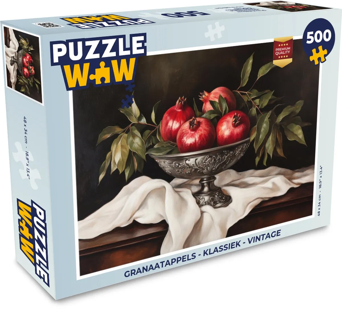 PuzzleWow Granaatappels Klassieke Legpuzzel 500 Stuks - Vintage Stilleven