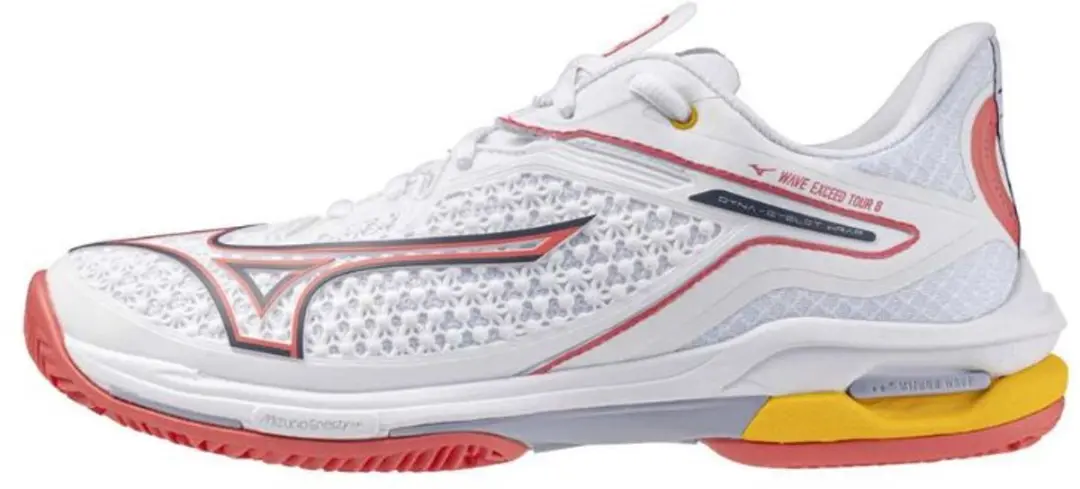Mizuno Wave Exceed Tour Tennisschoenen Dames - 43 - Wit/Rood/Geel - afbeelding 4 van 6