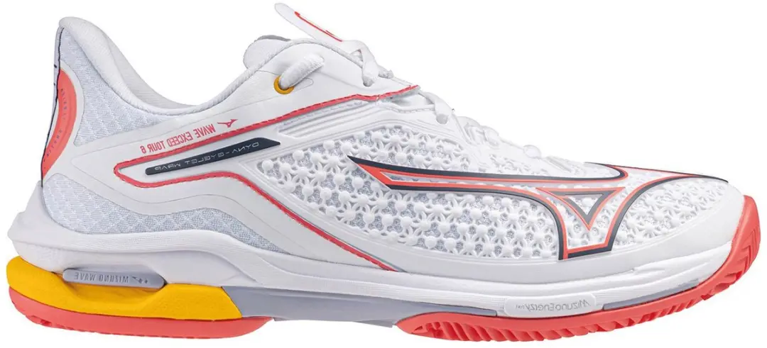 Mizuno Wave Exceed Tour Tennisschoenen Dames - 43 - Wit/Rood/Geel - afbeelding 6 van 6