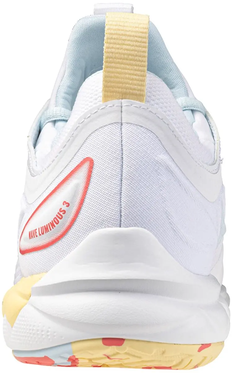 Mizuno Wave Luminous Indoorschoenen - Dames - Maat 43 - Wit/Calypso Coral/Pale Banana - afbeelding 5 van 6