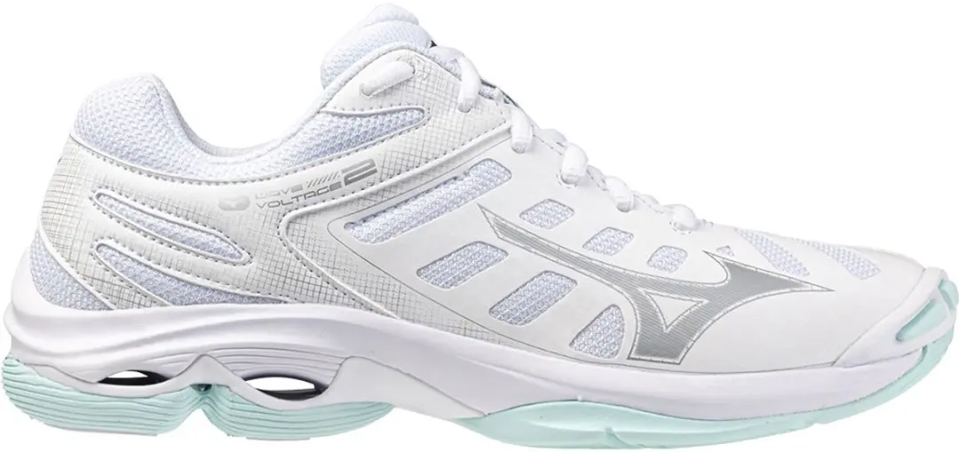 Mizuno Wave Voltage 2 Indoorschoenen Dames 42 - Wit/Zilver/Lichtblauw - afbeelding 2 van 6