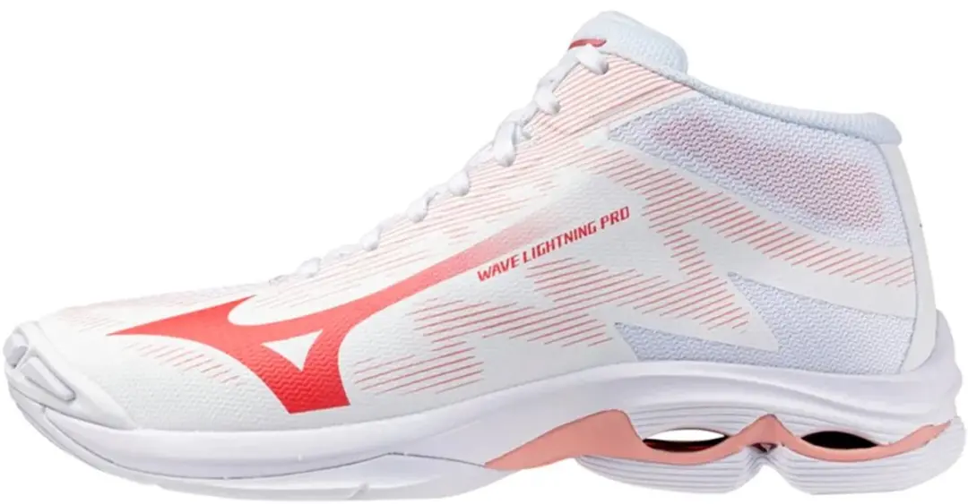 Mizuno Wave Lightning Pro Mid Dames Indoorschoenen - 40 - Wit/roze elegant