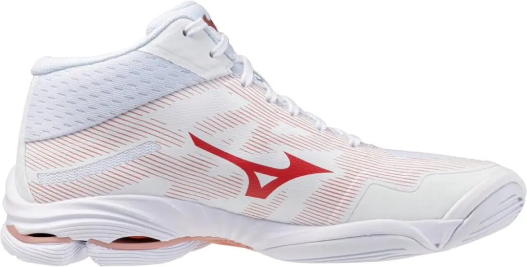 Mizuno Wave Lightning Pro Mid Dames Indoorschoenen - 40 - Wit/roze elegant - afbeelding 6 van 6