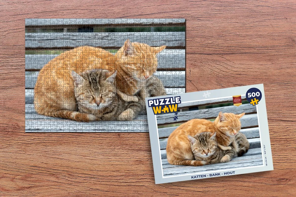 PuzzleWow Katten Bank Legpuzzel 500 Stuks - Multicolor