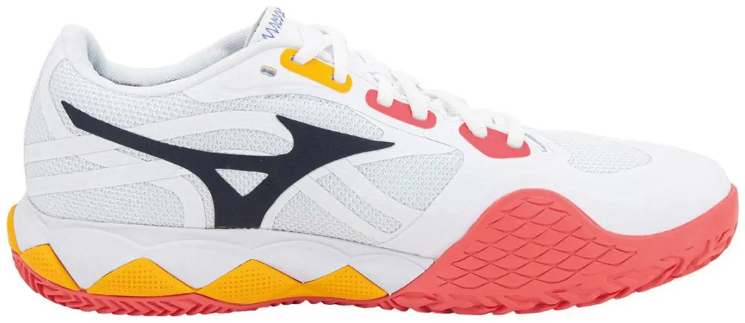 Mizuno Wave Enforce Tour Tennisschoenen Dames 38 - Wit/ Oranje/ Rood - afbeelding 2 van 6