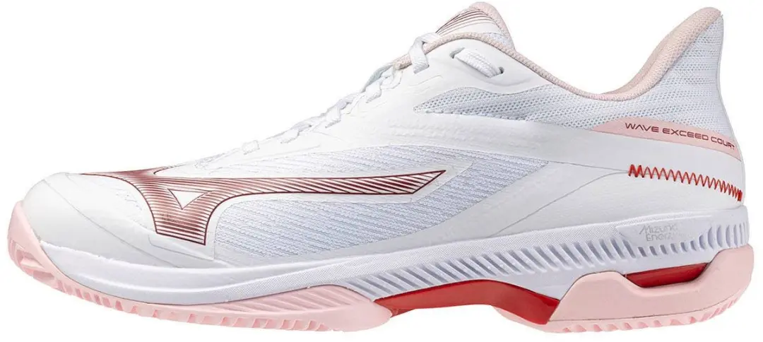 Mizuno Wave Exceed Court CC WOS Dames Tennisschoenen - 38.5 - Wit/Rosa/Bordeaux