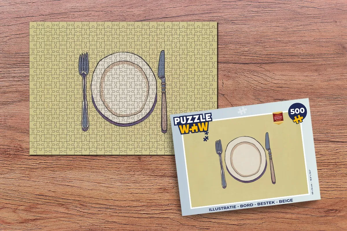 PuzzleWow Legpuzzel 500 Stuks - Beige Illustratie