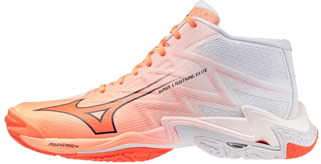 Mizuno Wave Lightning Elite Mid Indoor Schoenen 45 - Flamingo Koraal/Lava Oranje/Wit