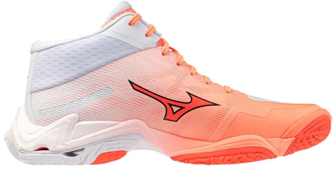 Mizuno Wave Lightning Elite Mid Indoor Schoenen 45 - Flamingo Koraal/Lava Oranje/Wit