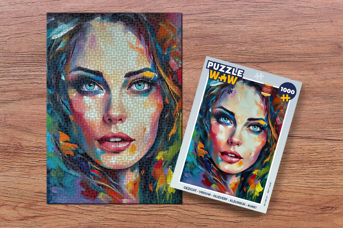 PuzzleWow Gezicht Vrouw Legpuzzel 1000 Stuks - Multicolor