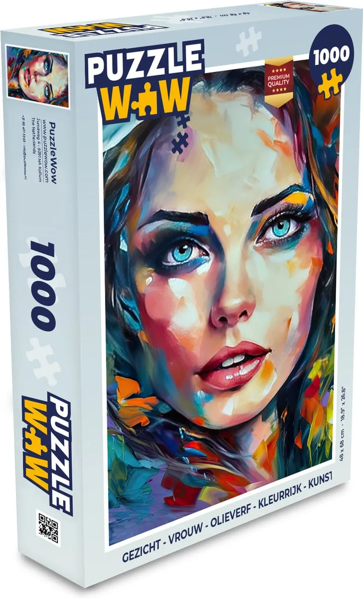 PuzzleWow Gezicht Vrouw Legpuzzel 1000 Stuks - Multicolor