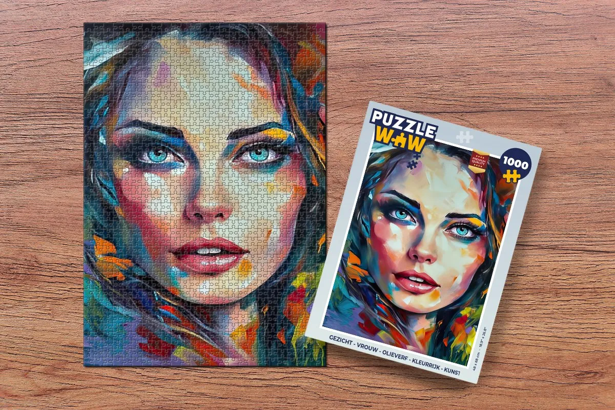 PuzzleWow Gezicht Vrouw Legpuzzel 1000 Stuks - Multicolor