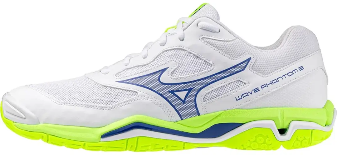 Mizuno Wave Phantom Indoor Schoenen 44 - Wit/Lichtgeel/Blauw