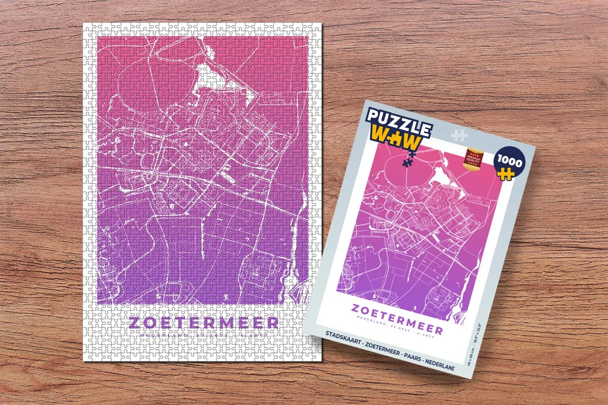PuzzleWow Stadskaart Zoetermeer Legpuzzel 1000 Stuks - Multicolor