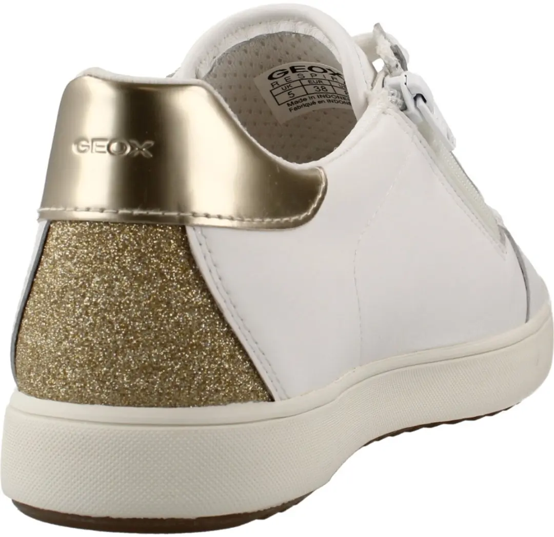 Geox Blomiee D Damestrainers - 37 - Wit/Lt Goud