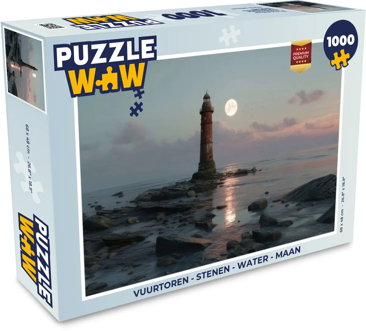 PuzzleWow Vuurtoren Maan Legpuzzel 1000 Stukjes