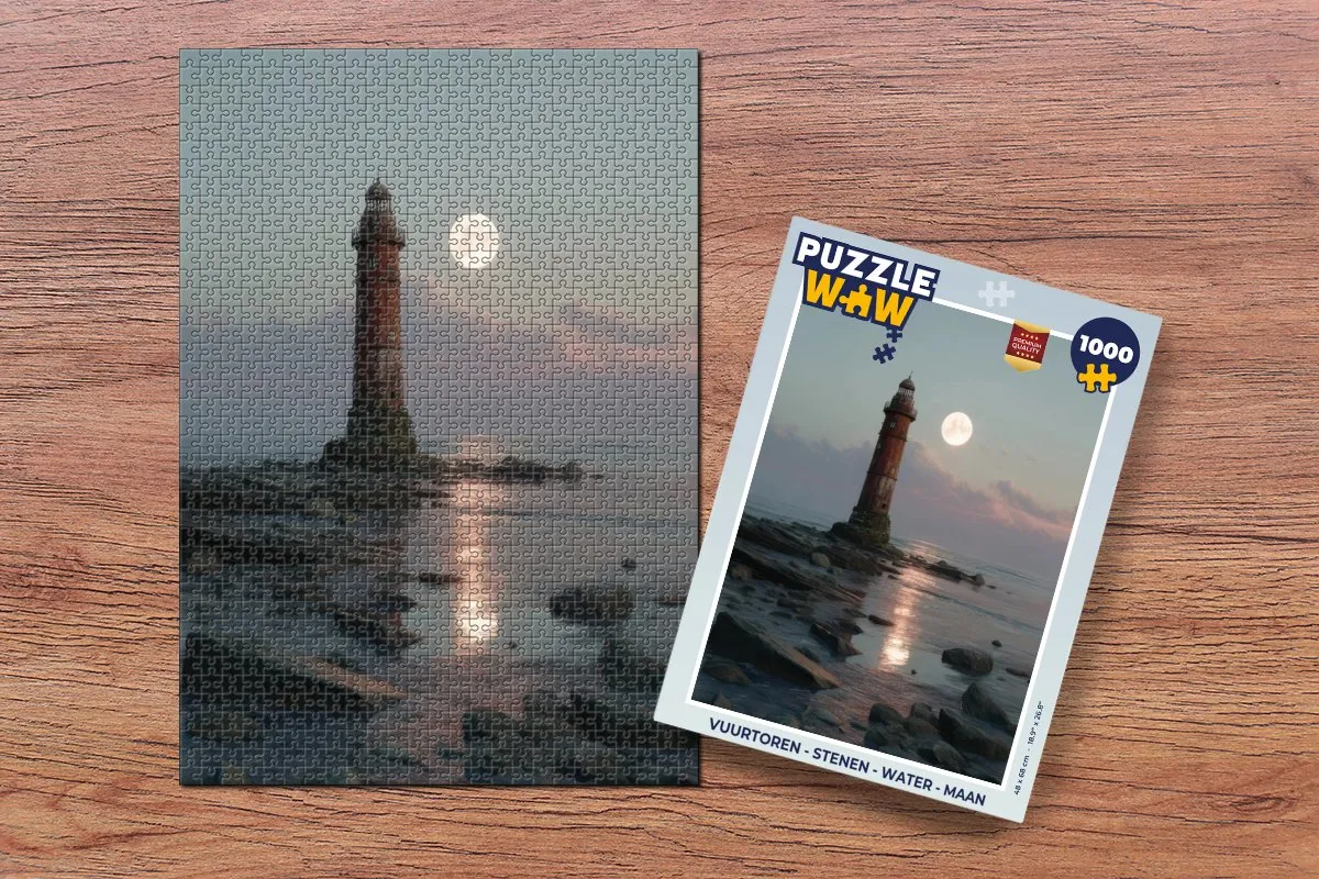 PuzzleWow Vuurtoren Maan Legpuzzel 1000 Stukjes