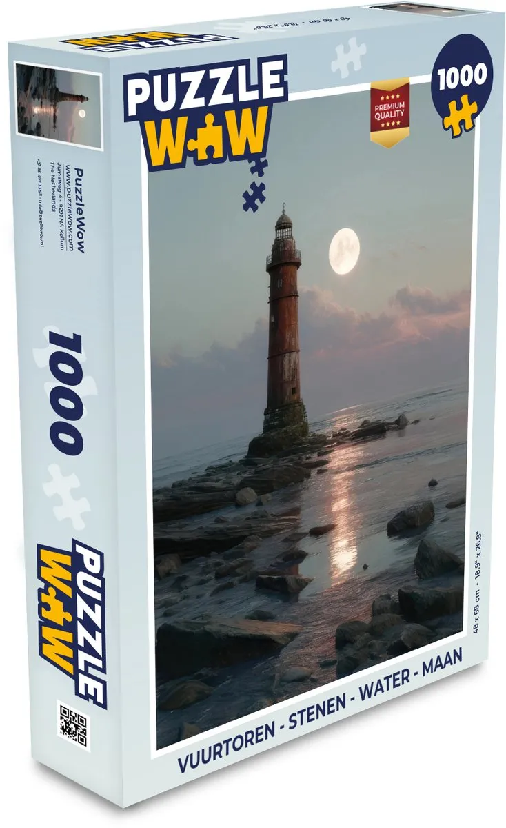 PuzzleWow Vuurtoren Maan Legpuzzel 1000 Stukjes