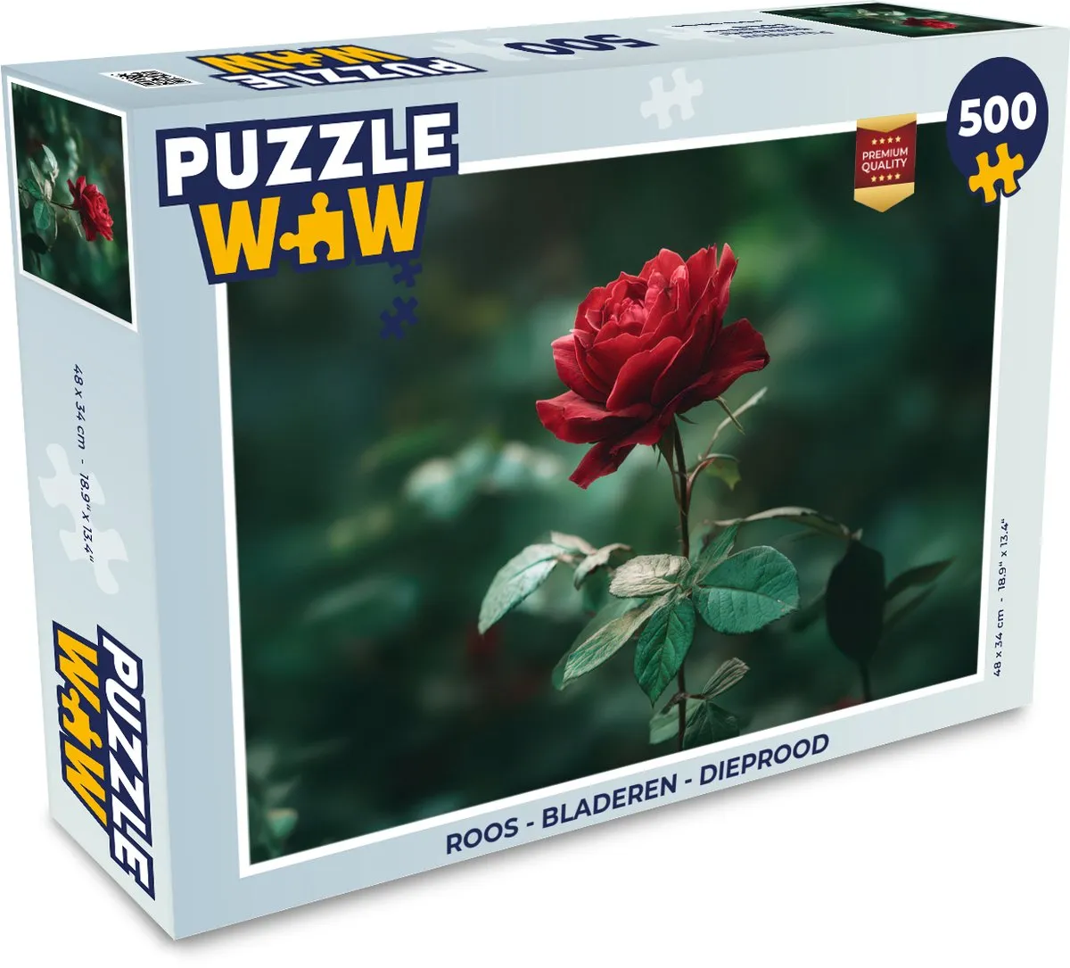 PuzzleWow Roos Bladeren Dieprood Legpuzzel 500 Stuks