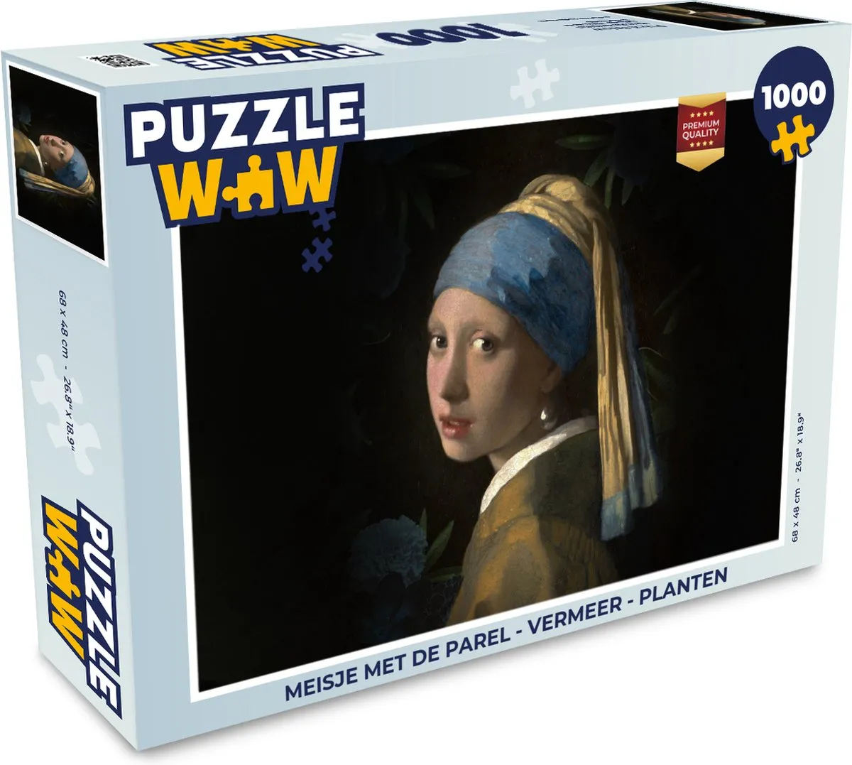 PuzzleWow Vermeer Meisje met de parel Legpuzzel 1000 Stuks - Multicolor