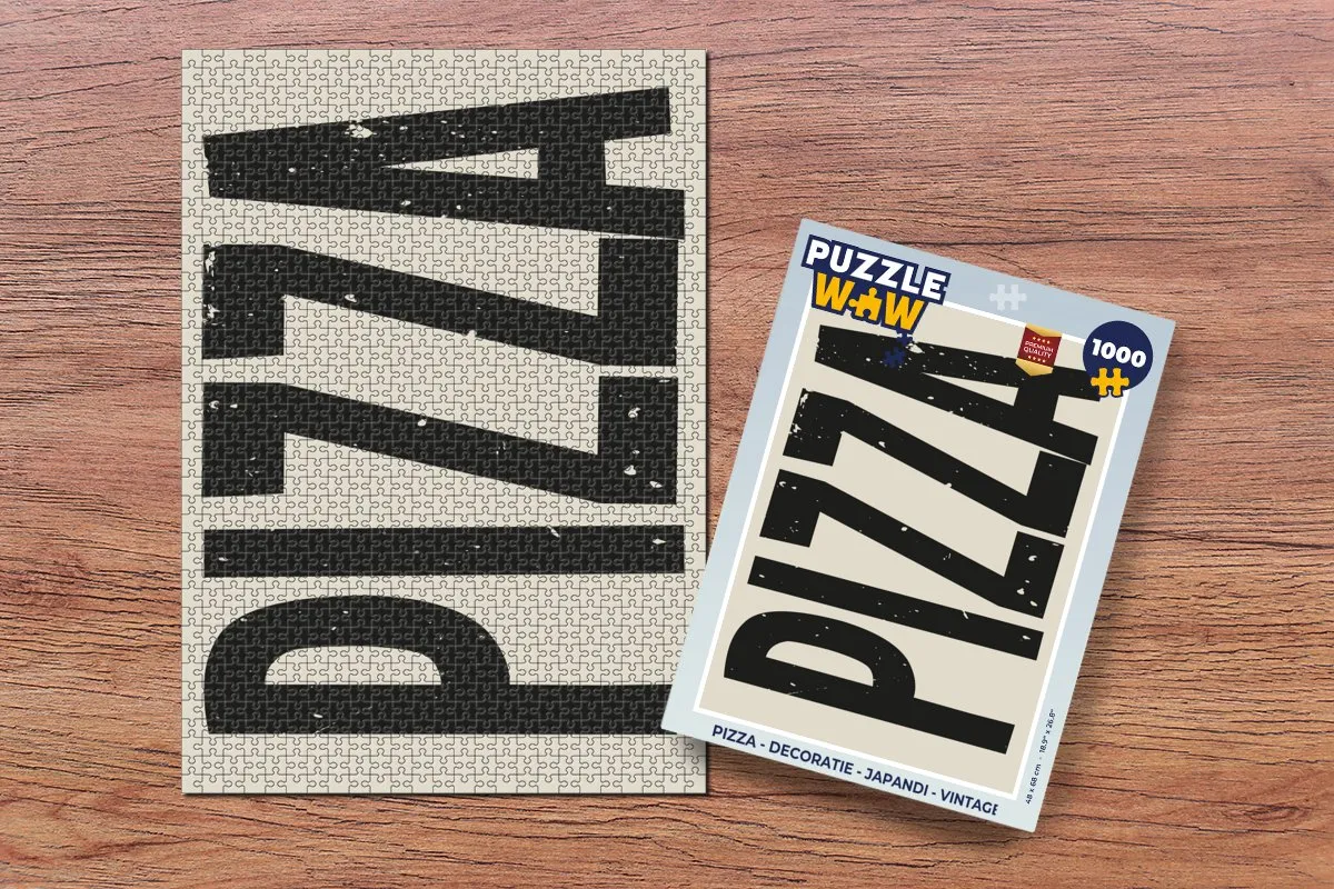 PuzzleWow Japandi Vintage Pizza Puzzel 1000 Stuks - Zwart/Beige