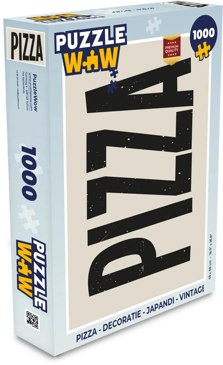 PuzzleWow Japandi Vintage Pizza Puzzel 1000 Stuks - Zwart/Beige
