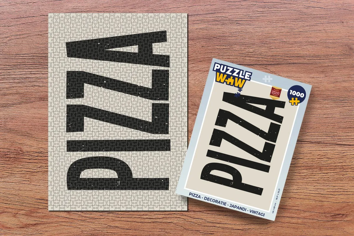 PuzzleWow Japandi Vintage Pizza Puzzel 1000 Stuks - Zwart/Beige