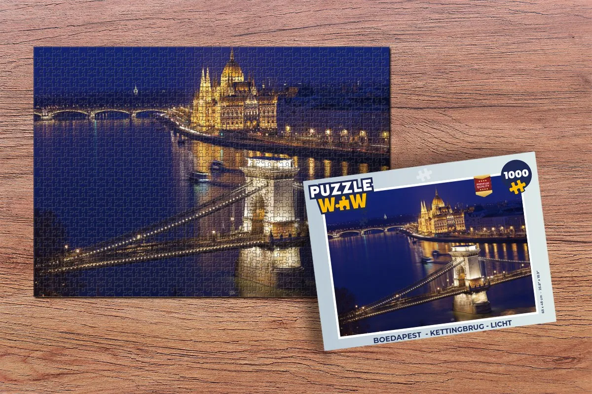 PuzzleWow Boedapest Kettingbrug Legpuzzel 1000 Stuks - Multicolor