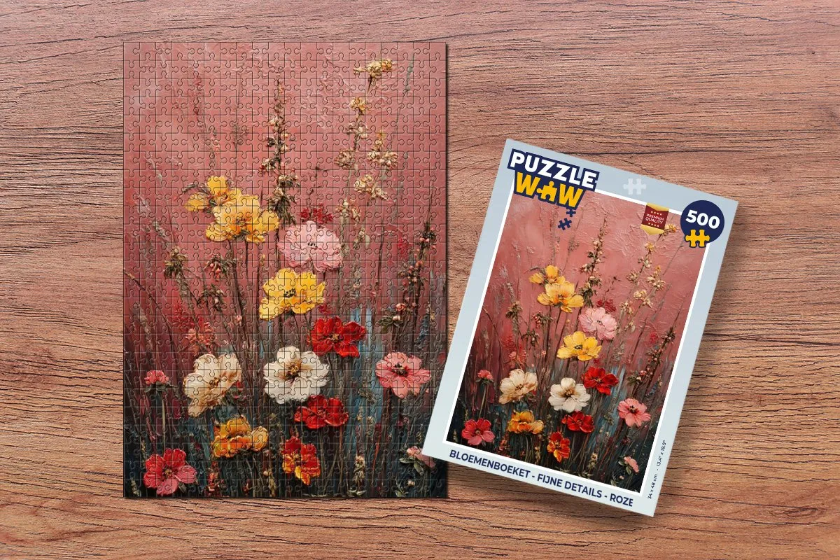 PuzzleWow Bloemenboeket Legpuzzel 500 Stuks - Roze