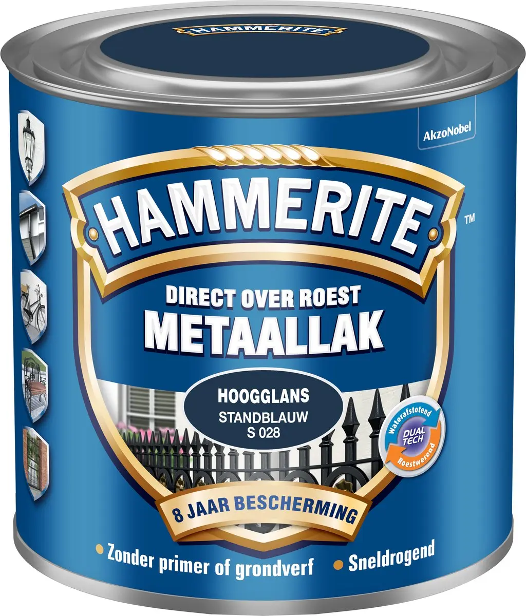 Hammerite Metaallak Hoogglans Standblauw 250ml