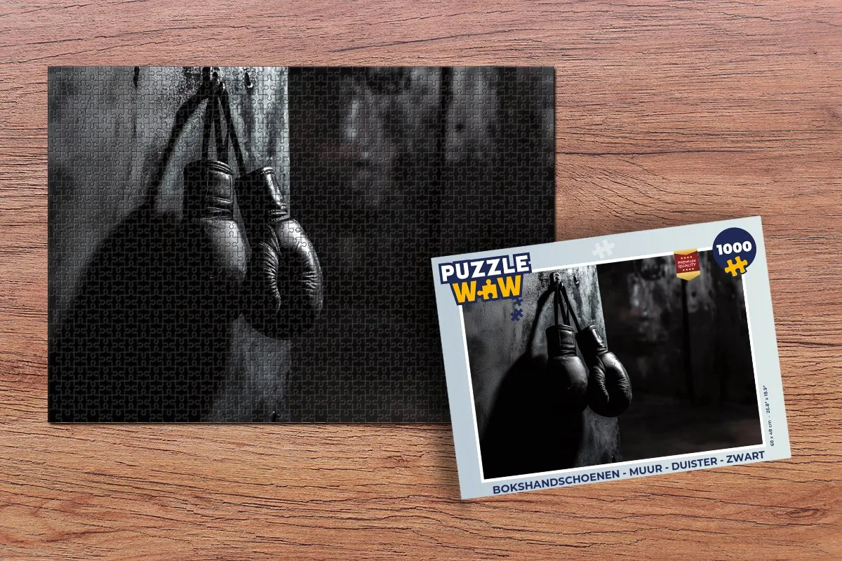 PuzzleWow Bokshandschoenen Muurpuzzel 1000 Stuks - Zwart