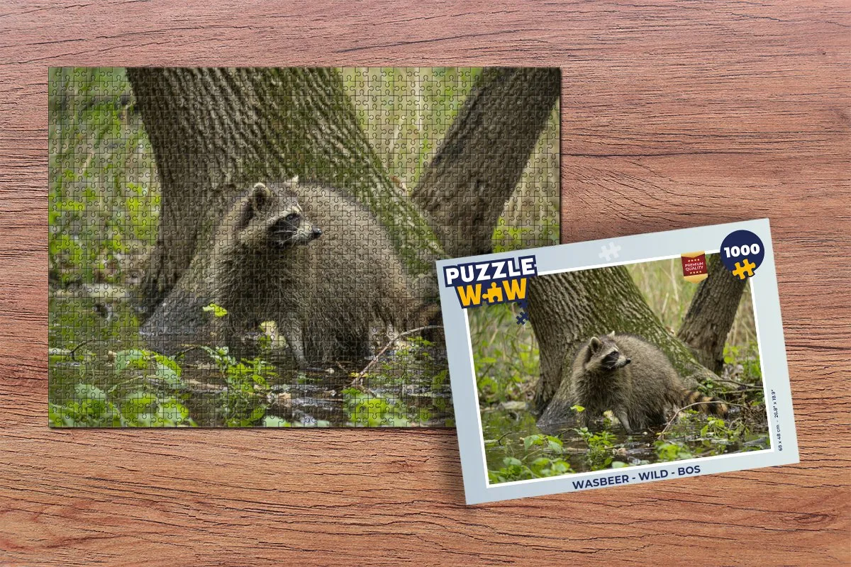 PuzzleWow Wasbeer Wild Bos Legpuzzel 1000 Stuks - Multicolor